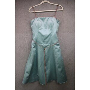 Jim Hjelm Occasions Teal Straps/Strapless Satin Dress-Size 12-Event-Wedding
